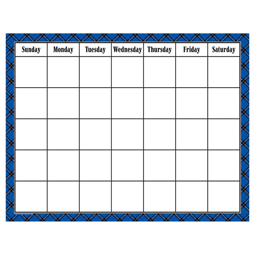 Blue Plaid Calendar Chart - TCR7547 | Teacher Created Resources