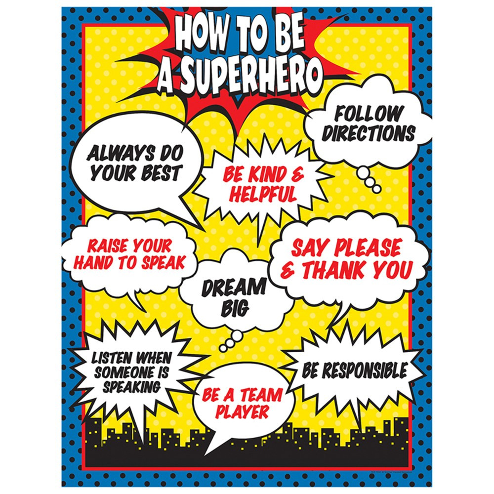 TCR7550 - How To Be A Superhero Chart in Classroom Theme