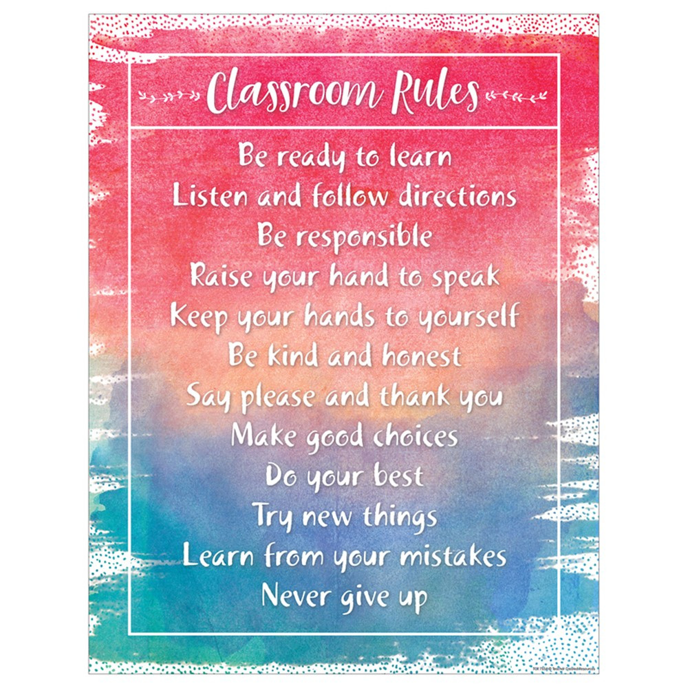 TCR7554 - Watercolor Classroom Rules Chart in Classroom Theme