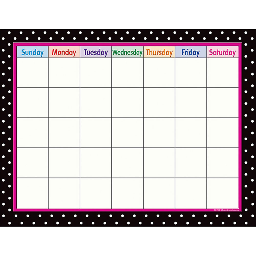 Black Polka Dots Calendar TCR7605 Teacher Created Resources