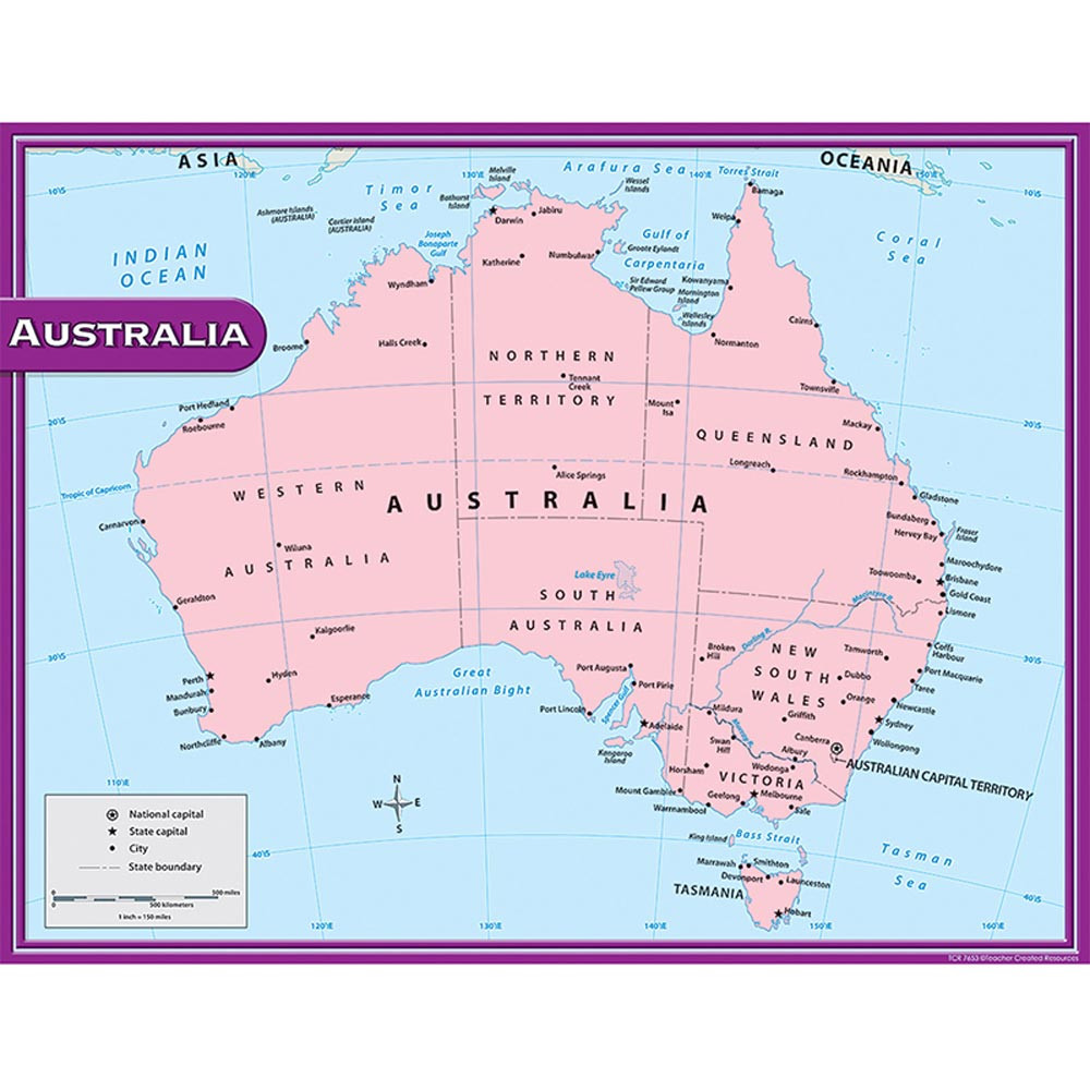 TCR7653 - Australia Map Chart 17X22 in Maps & Map Skills