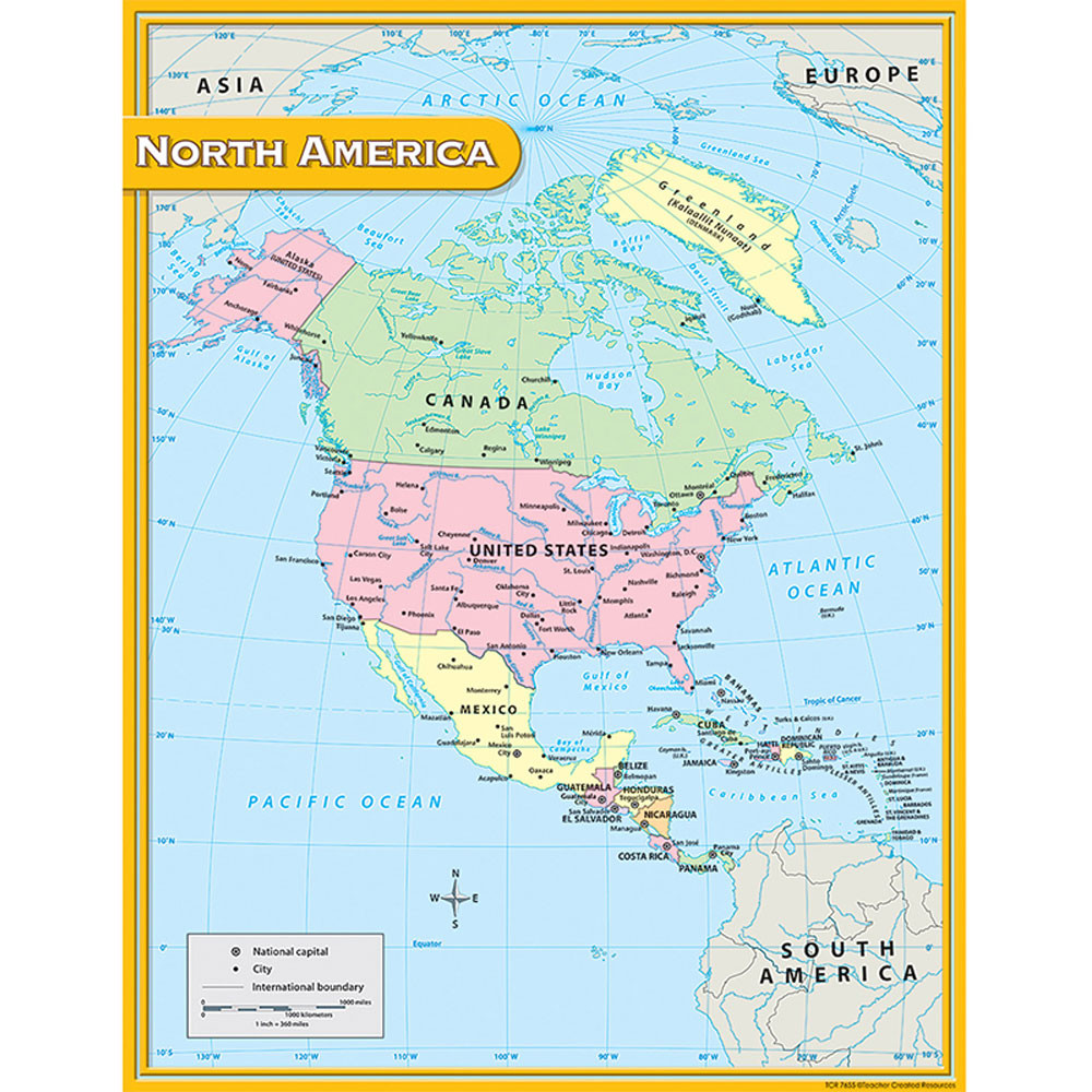 TCR7655 - North America Map Chart 17X22 in Maps & Map Skills