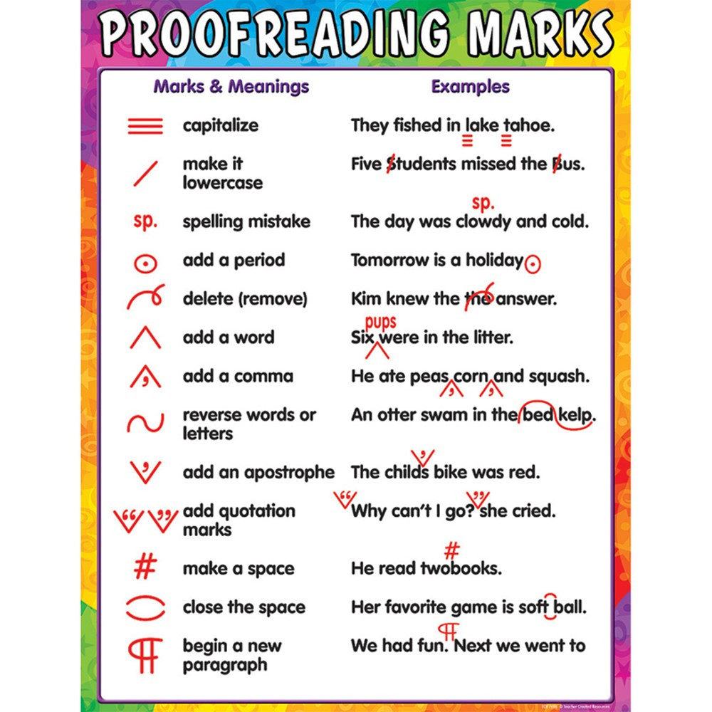 TCR7696 - Proofreading Marks Chart in Language Arts