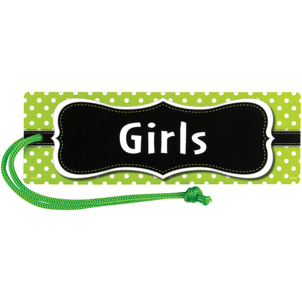 TCR77240 - Lime Polka Dots Magnetic Girls Pass in Hall Passes