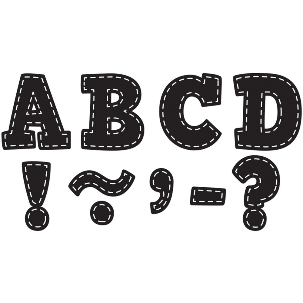TCR77309 - Black Stitch Bold Block 3 Magnetic Letters in Letters