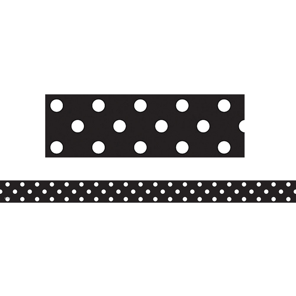 TCR77332 - Black Polka Dots Strips Clingy Thingies in Border/trimmer