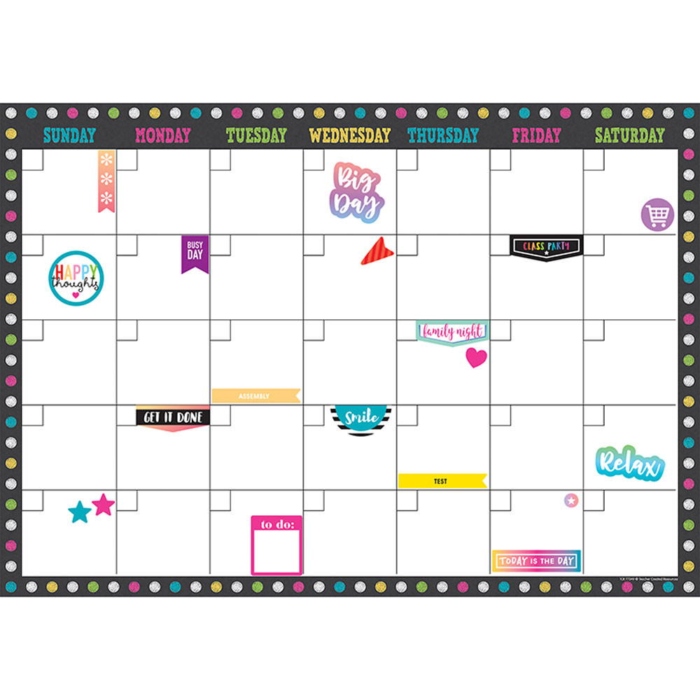 TCR77349 - Clingy Thingies Calendar Set Chalkboard Brights in Calendars