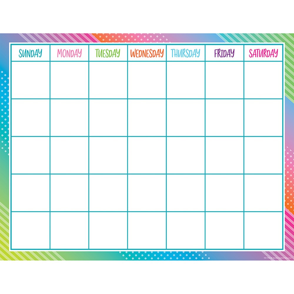 TCR7942 - Colorful Vibes Calendar Chart in Classroom Theme