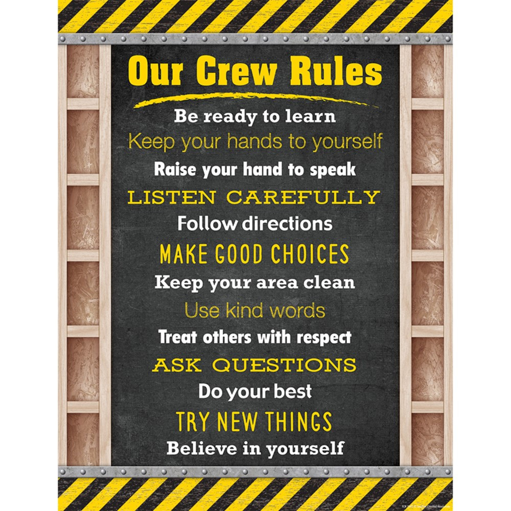 Under Construction Our Crew Rules Chart - TCR7945 | Teacher Created Resources | Classroom Theme
