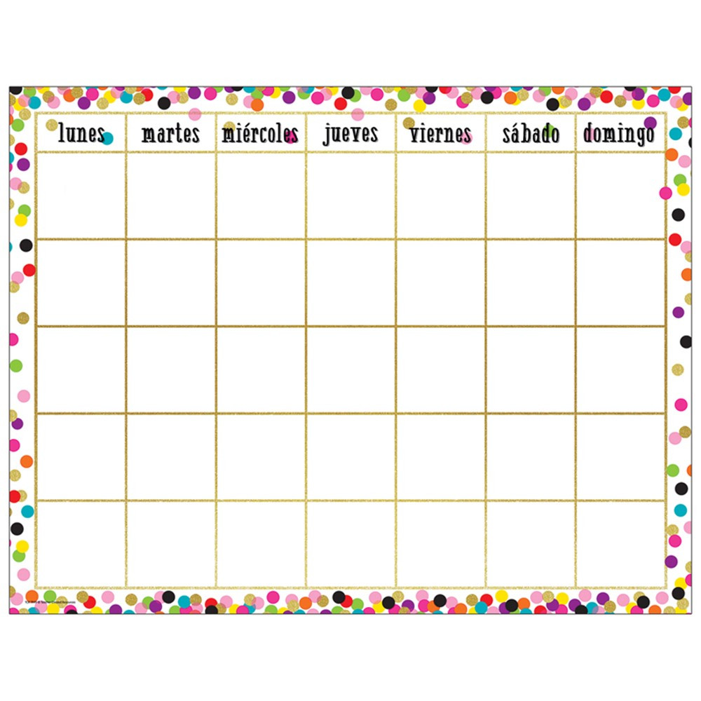 Confetti Spanish Calendar Chart TCR7949 Teacher Created Resources