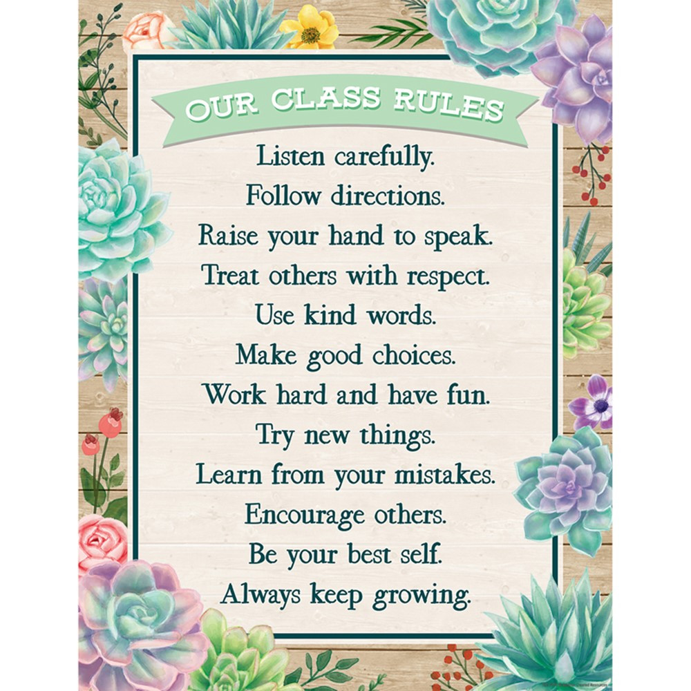 Rustic Bloom Our Class Rules Chart - TCR7974 | Teacher Created Resources | Classroom Theme