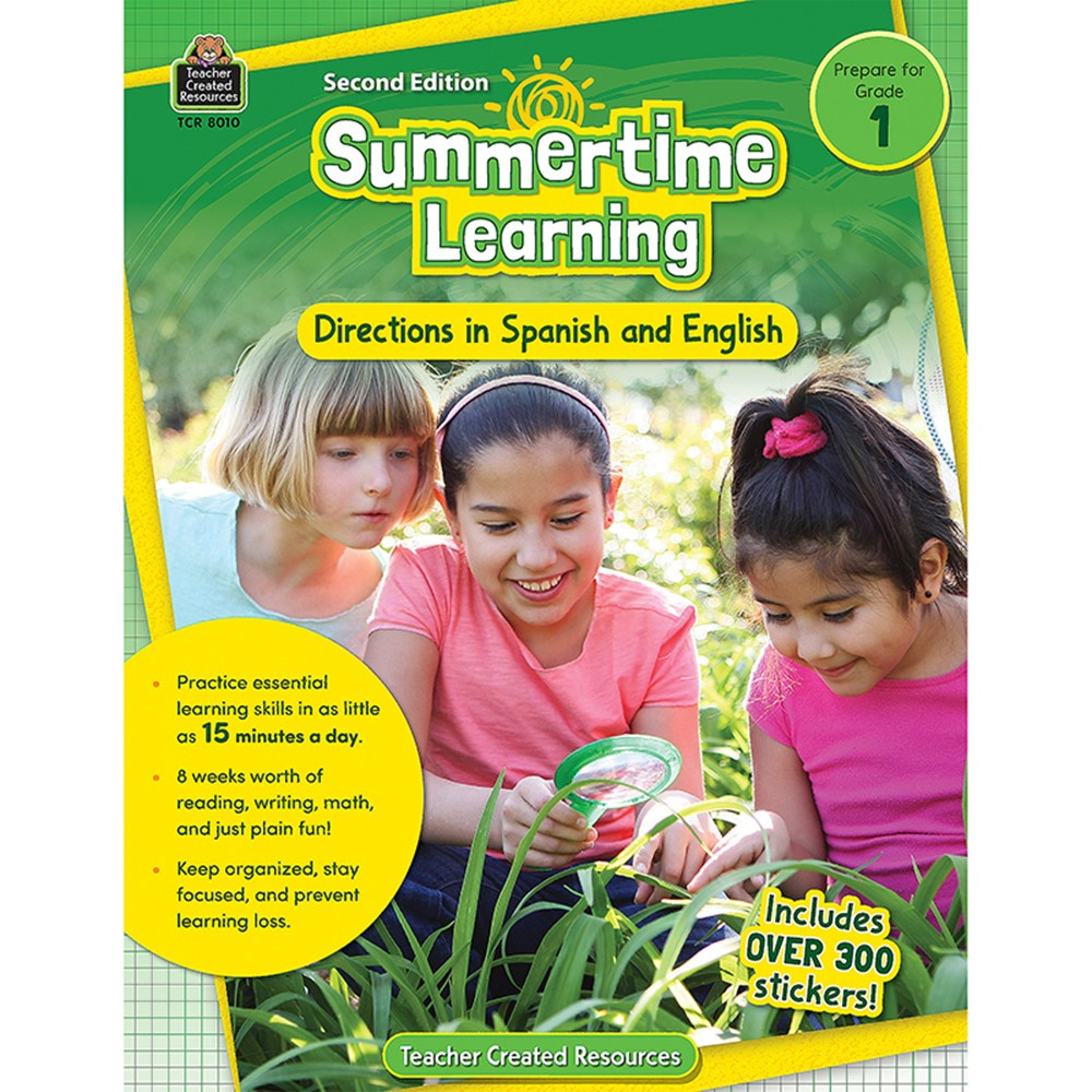 Summertime Learning: English and Spanish Directions, Grade 1 Second Edition (Prep) - TCR8010 | Teacher Created Resources | Skill Builders
