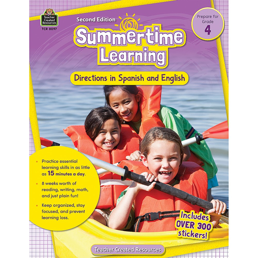 Summertime Learning: English and Spanish Directions, Grade 4 Second Edition (Prep) - TCR8097 | Teacher Created Resources | Skill Builders