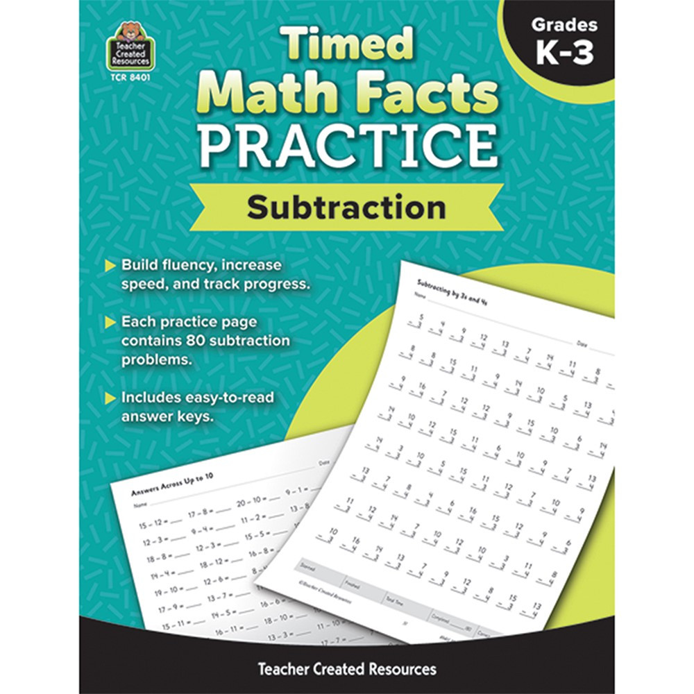 Timed Math Facts Practice: Subtraction - TCR8401 | Teacher Created Resources | Addition & Subtraction