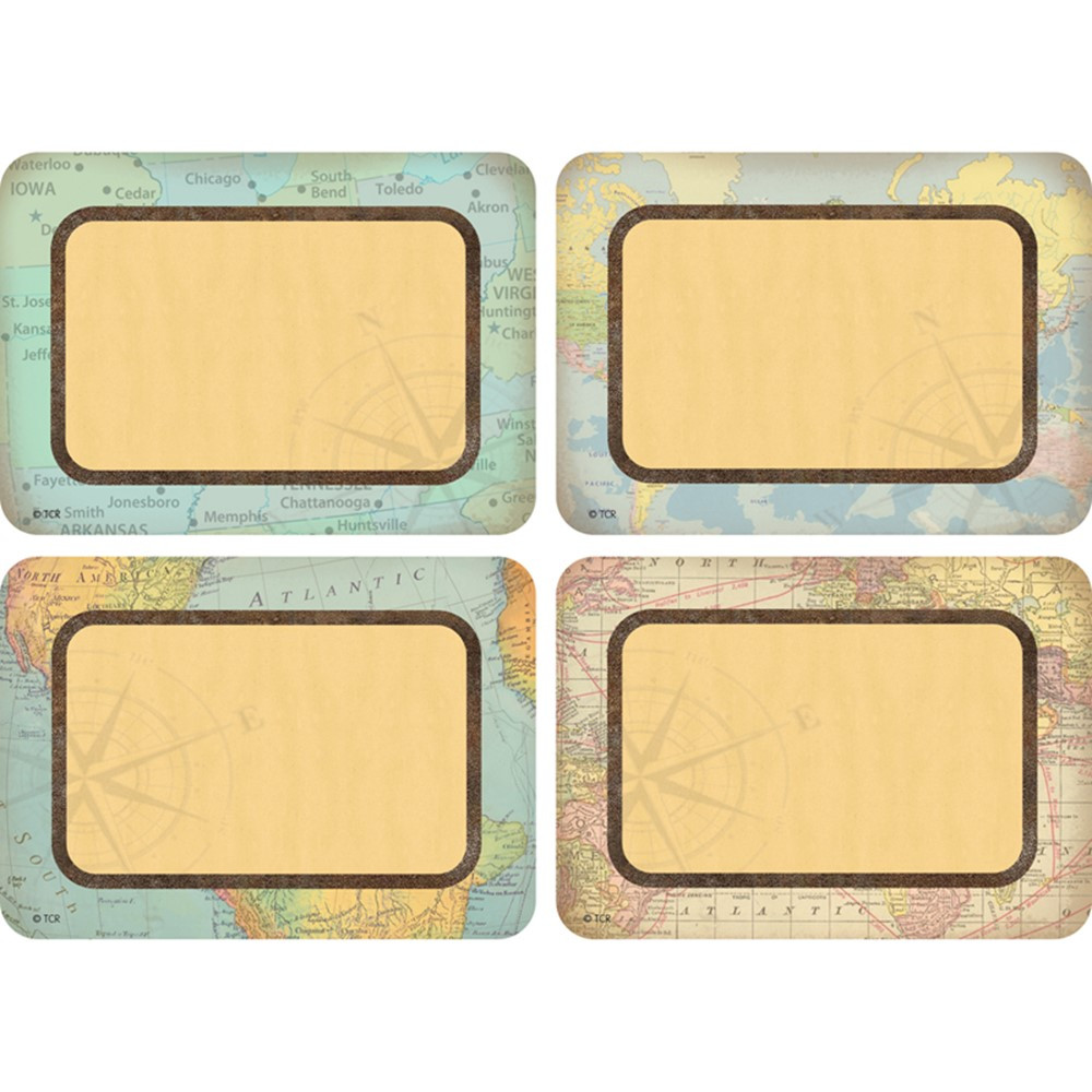 Travel the Map Name Tags/Labels - Multi-Pack - TCR8574 | Teacher Created Resources | Name Tags