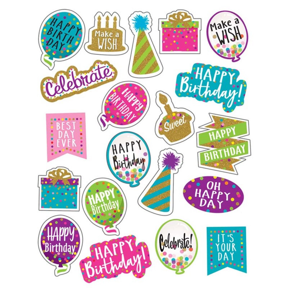 Confetti Happy Birthday Stickers, Pack of 120 - TCR8585 | Teacher Created Resources | Stickers