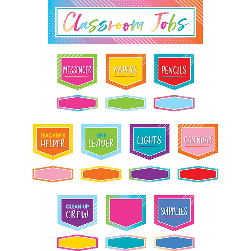 TCR8756 - Classroom Jobs Mini Bb St Colorful Vibes in Classroom Theme