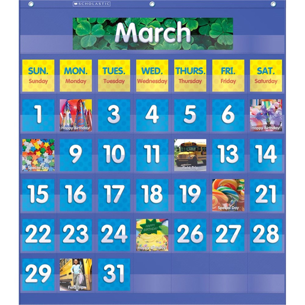 Scholastic Monthly Calendar Pocket Chart, 61 Pieces TF5101