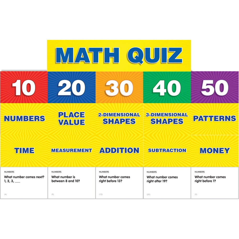 TF-5410 - Math Class Quiz Gr K-1 Pocket Chart Add Ons in Pocket Charts
