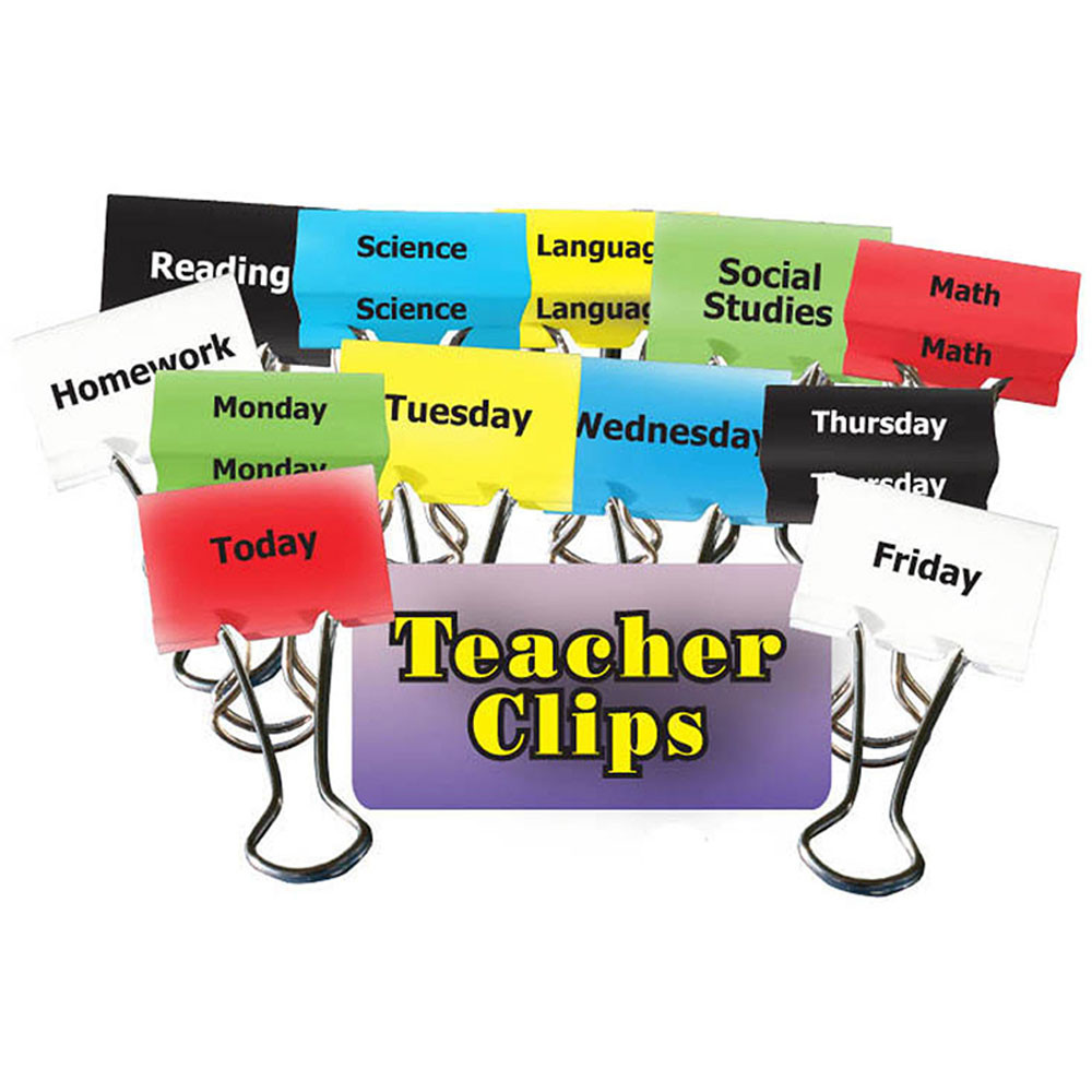 TOP2304 - Classes & Days Of Week Teacher Clips 1-1/4In 12Pk in Clips