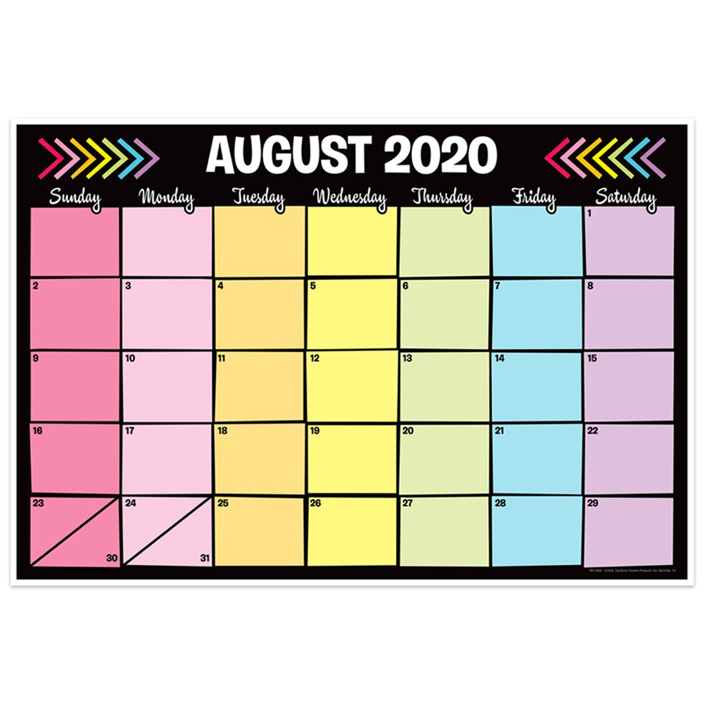 Neon Black Desk Academic Calendar, August-July, 13 x 19" - TOP3032 | Top Notch Teacher Products | Calendars"