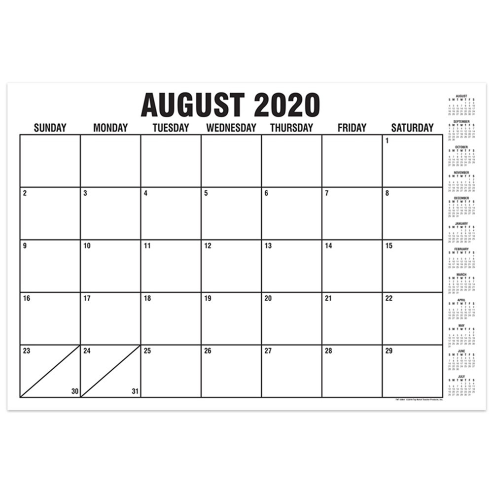 B&W Basic Academic Calendar with Previews, August-July, 13 x 19" - TOP3064 | Top Notch Teacher Products | Calendars"