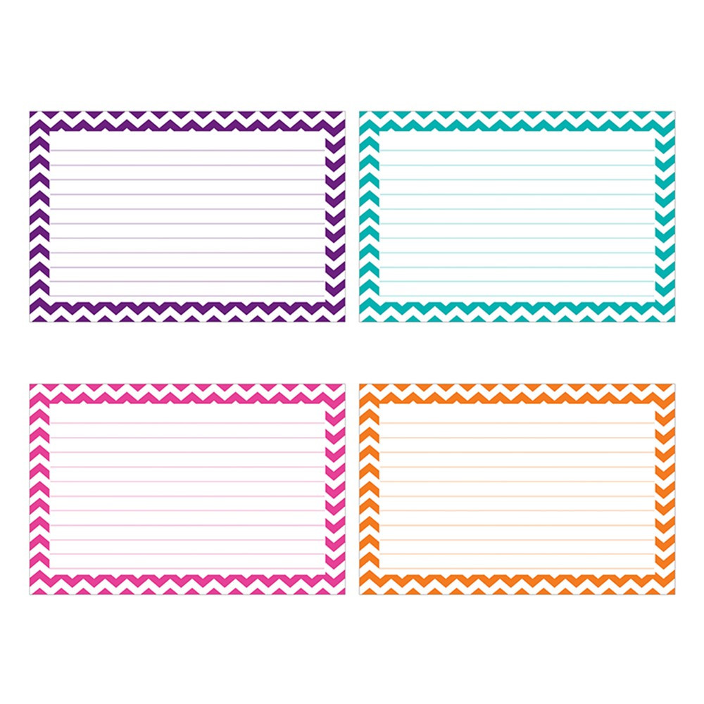 Border Index Cards, 22" x 22" Lined, Chevron Asst., 22ct For 4X6 Note Card Template