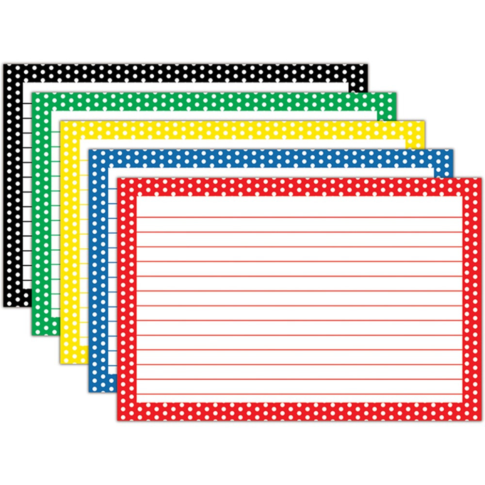 TOP3669 - Border Index Cards 4X6 Polka Dot Lined in Index Cards