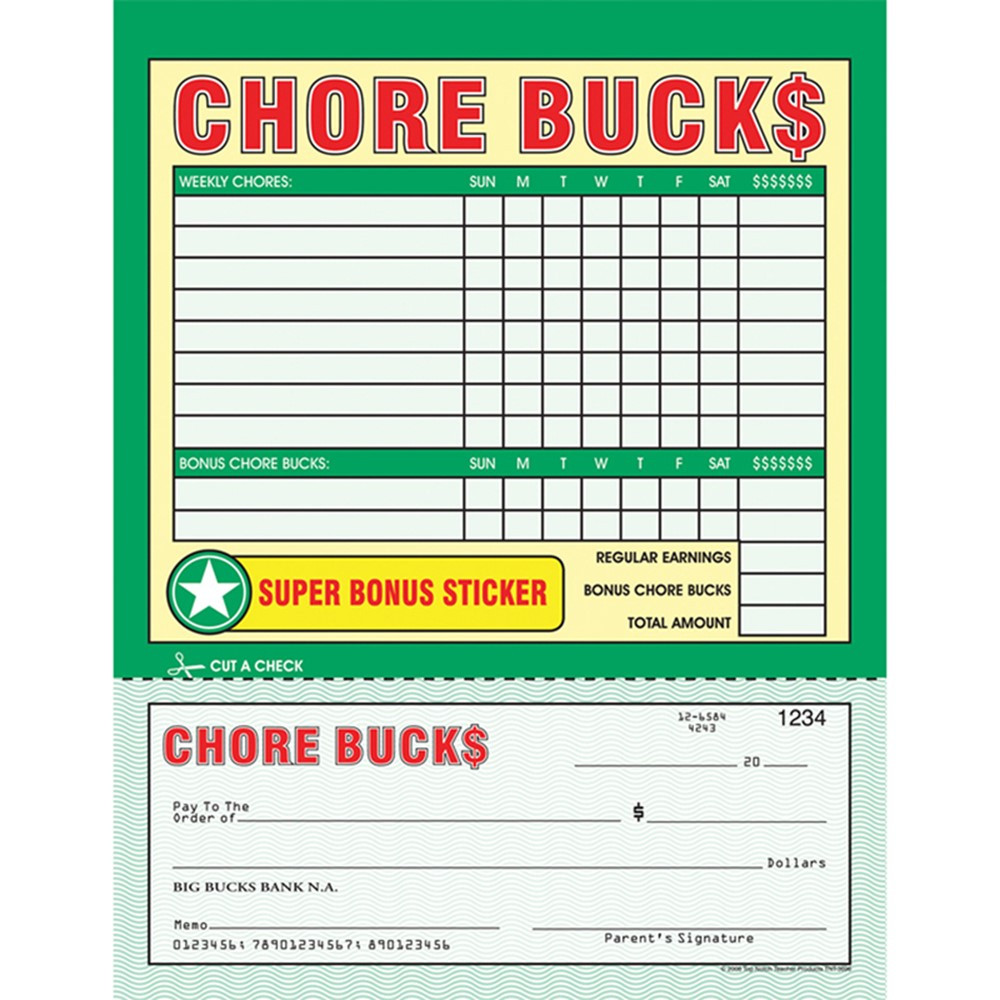 Chore Bucks, 26 Sheets Per Pad - TOP3696 | Top Notch Teacher Products | Tickets