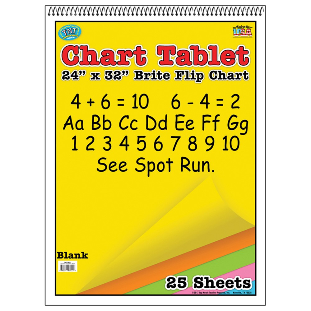 TOP3822 - Chart Tablets 24X32 Assorted Blank in Chart Tablets