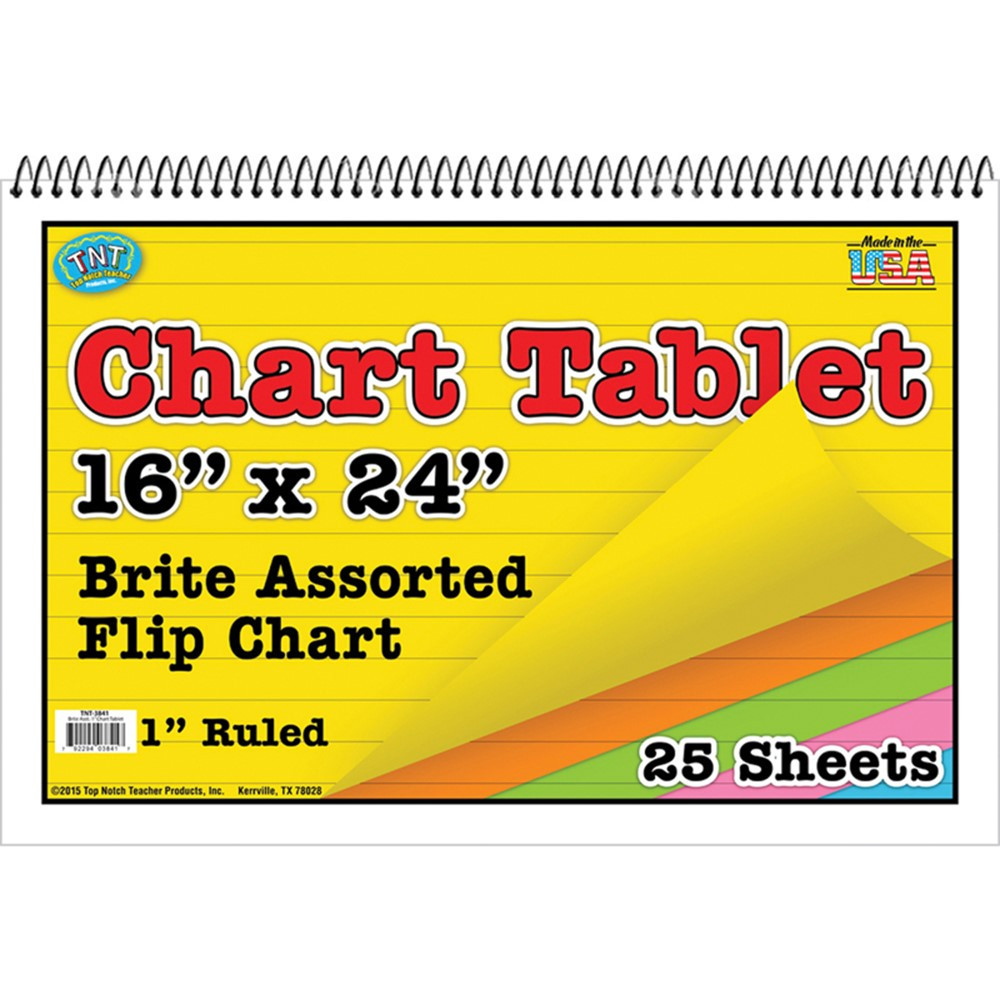 TOP3841 - Chart Tablets 16X24 Assorted Ruled in Chart Tablets