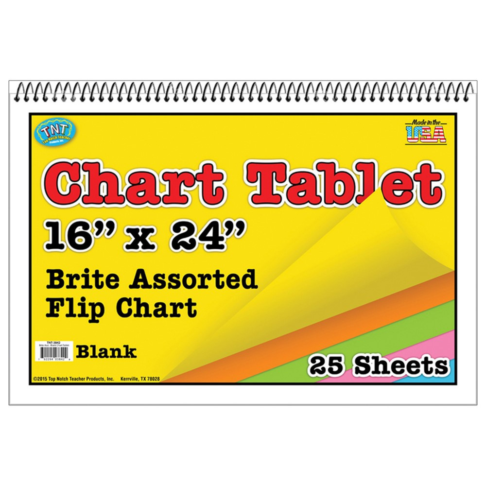 TOP3842 - Chart Tablets 16X24 Assorted Blank in Chart Tablets