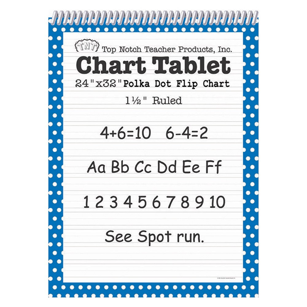 Chart Tablet, 24" x 32", 11/2" Ruled, Blue Polka Dot, 25 Sheets