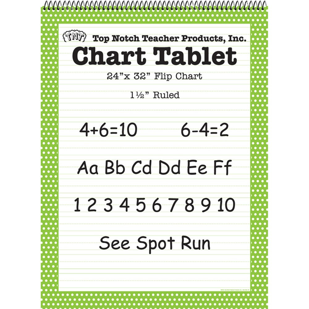 TOP3848 - Polka Dot Chart Tablet Green 1.5 Ruled in Chart Tablets