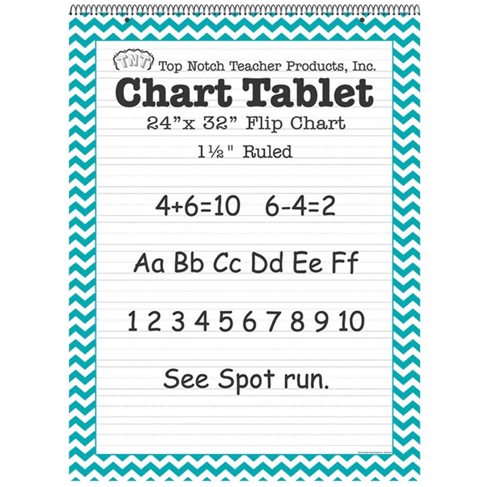 TOP3859 - Teal Chevron Border Chart Tablet 24X32 1 1/2In Ruled in General