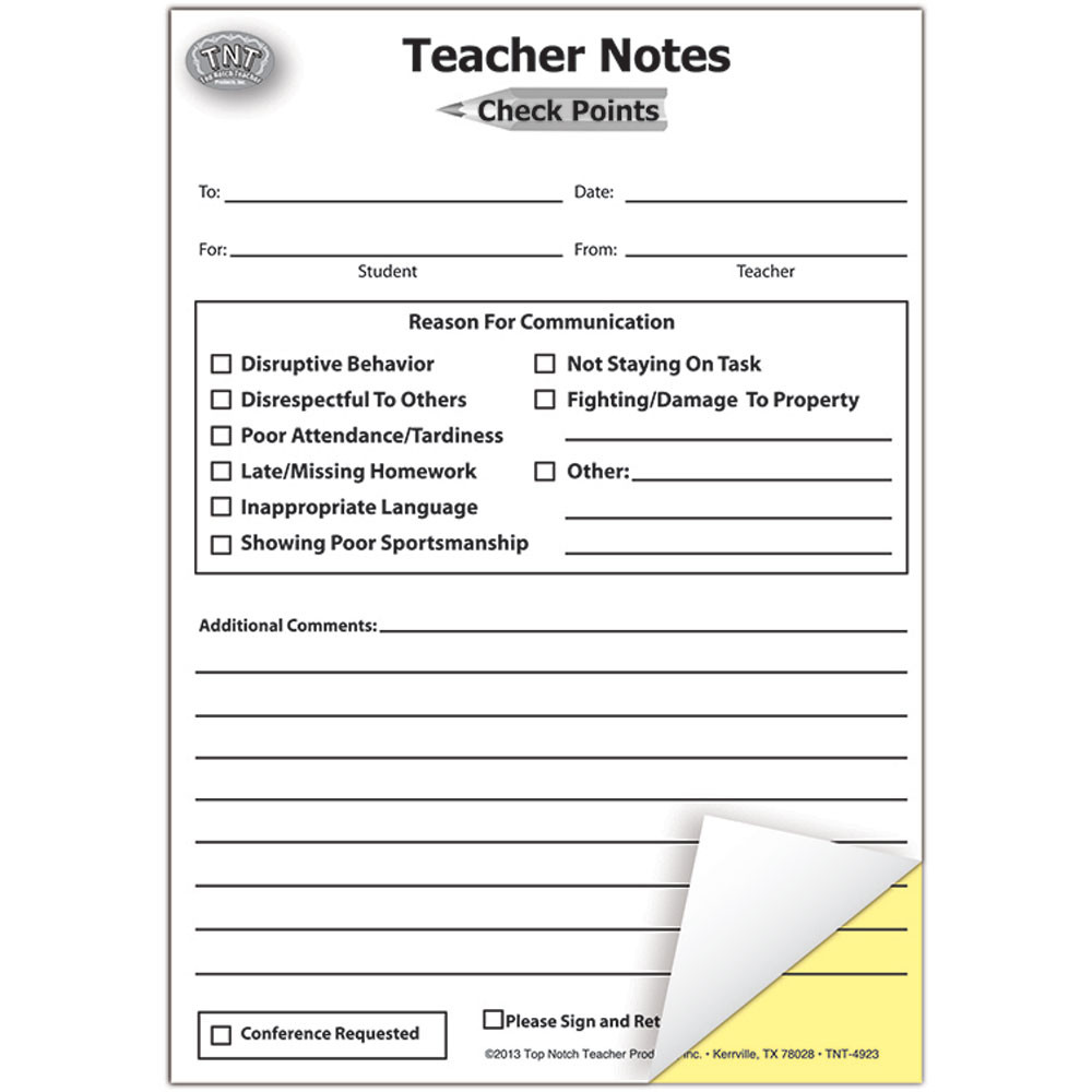 TOP4923 - Teacher Notes Check Points Booklet in General