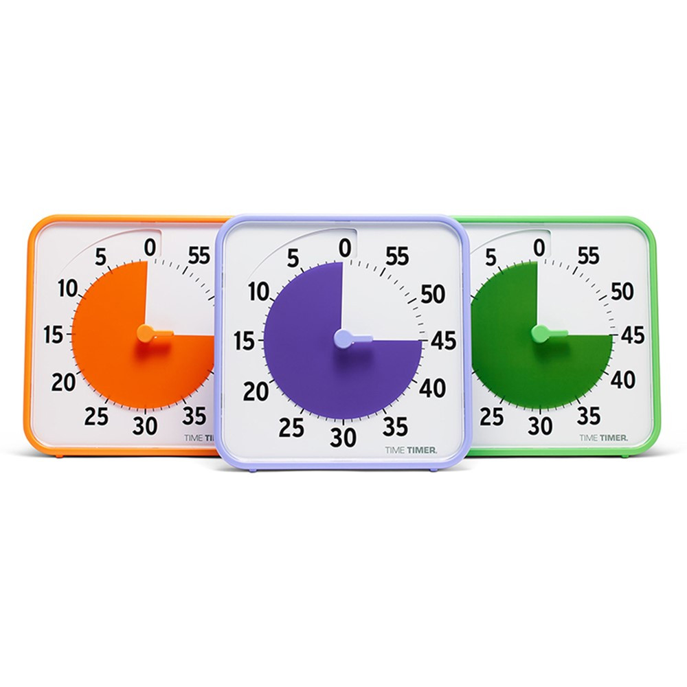 Original 8" Timer - Learning Center Classroom Set, Secondary Colors, Set of 3 - TTMTT08BSEC3W | Time Timer Llc | Timers