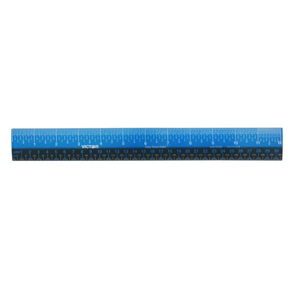 Victor Easy Read Stainless Steel Ruler, Standard/Metric, 18 inch, Blue