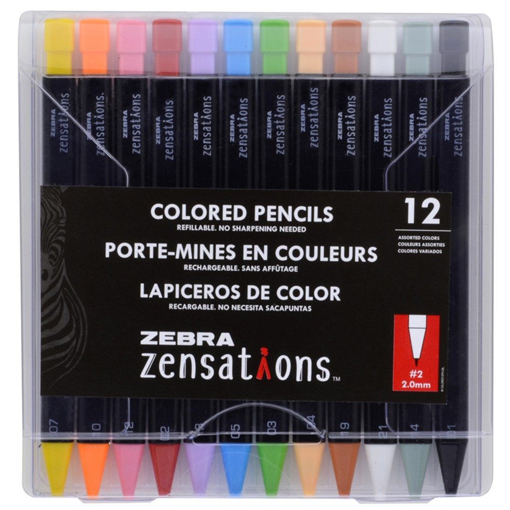 Refillable Mechanical Colored Pencils, Pack of 12 - ZEB08112 | Zebra Pen Corporation | Pencils & Accessories