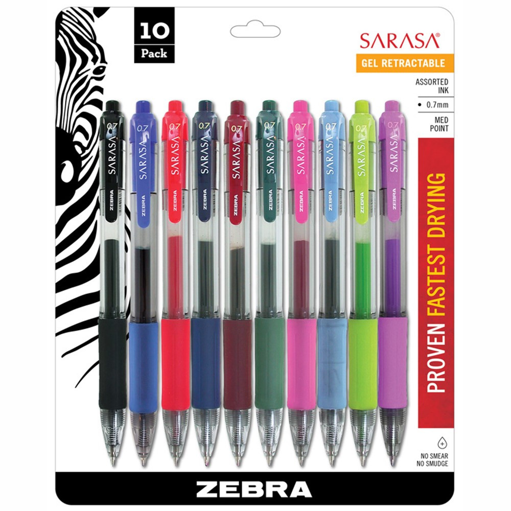 ZEB46881 - Sarasa 10Pk Asstd Gel Retractable Roller Ball Ink Pens With Case in Pens