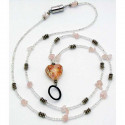 ASH10960 - Pink & Gold Heart Identification Holder & Beaded Lanyard in Accessories