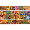 CD-410046 - Maps And Globes Bulletin Board Set Gr 4-8 8 Strips 21X6in Long in Social Studies