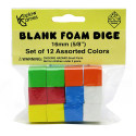 KOP17335 - 16Mm Foam Dice 12Pk Assorted Color Blank in Dice