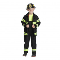 AEAFB46 - Black Firefighter Jacket & Bib Overalls W/ Suspenders Size 4-6 in Role Play