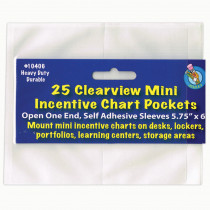 ASH10406 - Clear View Self-Adhesive 25/Pk Pocket Mini Incentive Chart 5.75X6 in Sheet Protectors