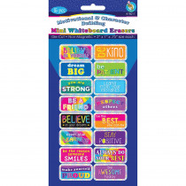 Non-Magnetic Mini Whiteboard Erasers, Motivational/Character Building, Pack of 16 - ASH78017 | Ashley Productions | Erasers