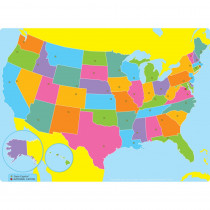 Smart Poly Single Sided PosterMat Pals Space Savers, US Map, 13 x 9.5" - ASH95303 | Ashley Productions | Social Studies"