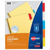 AVE11109 - Avery Worksaver Big Tab Insertable Dividers 5 Tab Set in Dividers