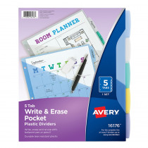 Write & Erase Durable Plastic Dividers with Pockets, 5-Tab Set, Multicolor - AVE16176 | Avery Products Corp | Dividers