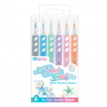 Brush Markers, 6 Pastel Colors - BAZ1267 | Bazic Products | Markers